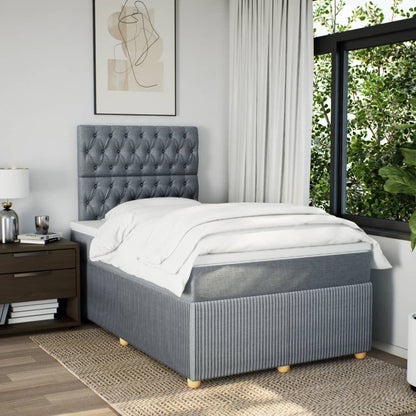 Boxspring met matras stof lichtgrijs 120x190 cm