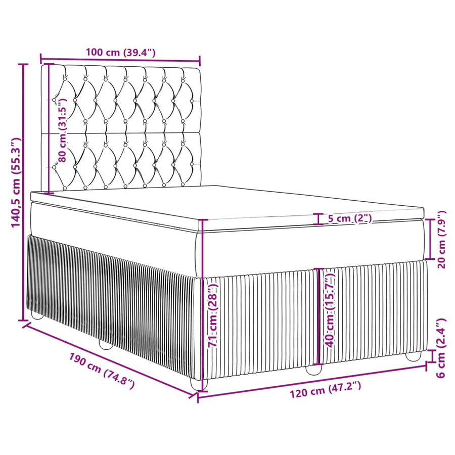 Boxspring met matras stof lichtgrijs 120x190 cm