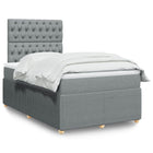 Box spring with light grey fabric mattress 120x190 cm