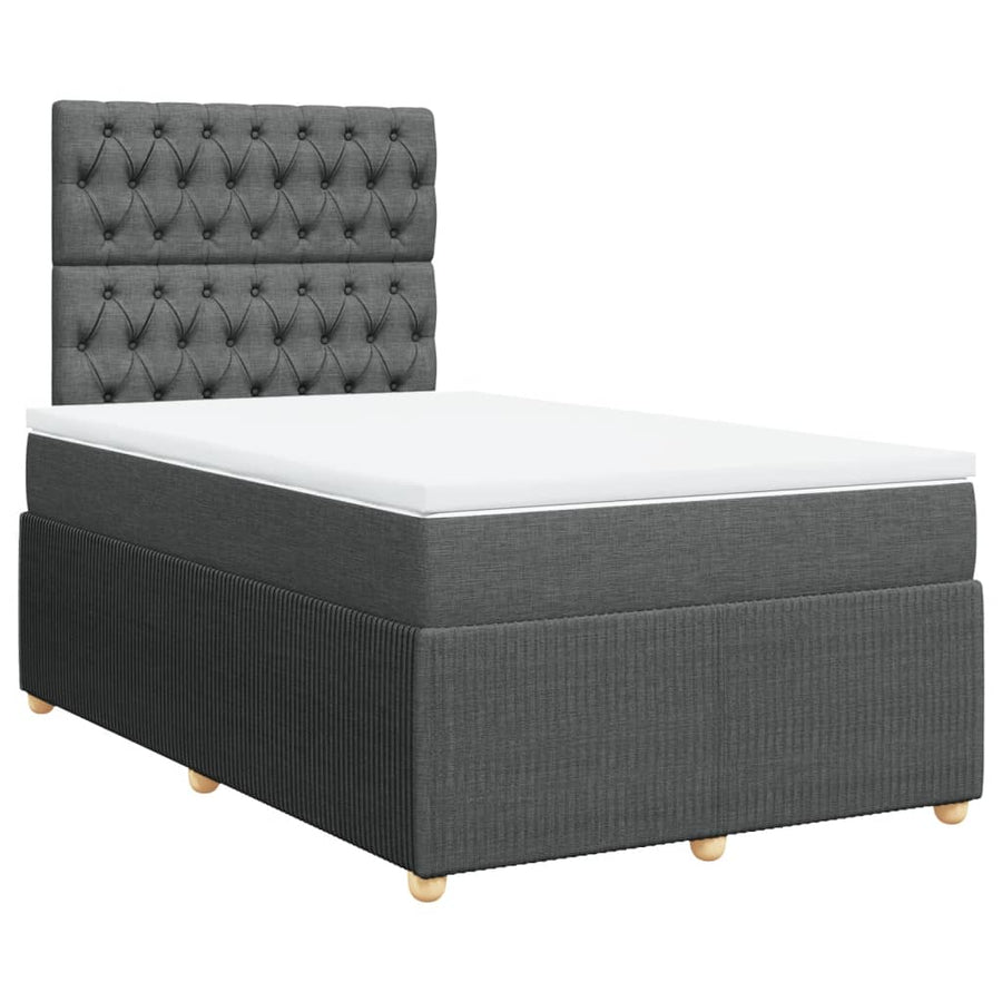 Boxspring met matras stof donkergrijs 120x190 cm