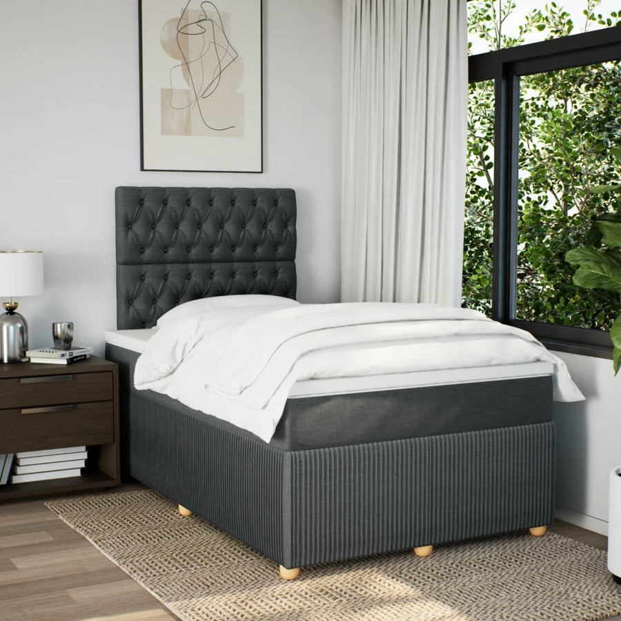 Boxspring met matras stof donkergrijs 120x190 cm