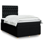 Box spring bed with black fabric mattress 120x190 cm