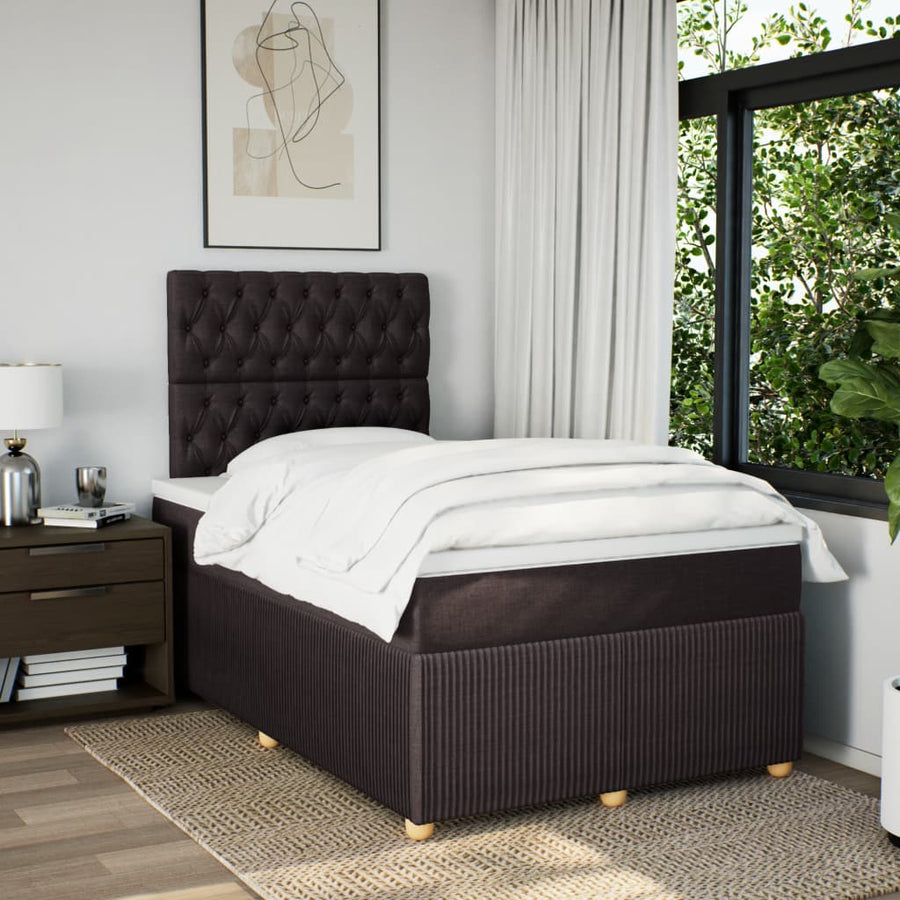 Boxspring met matras stof donkerbruin 120x190 cm