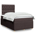 Box spring with mattress, dark brown fabric, 120x190 cm