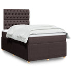 Box spring with mattress, dark brown fabric, 120x190 cm