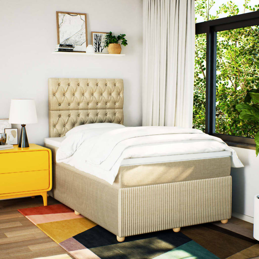 Boxspring met matras stof crèmekleurig 120x190 cm