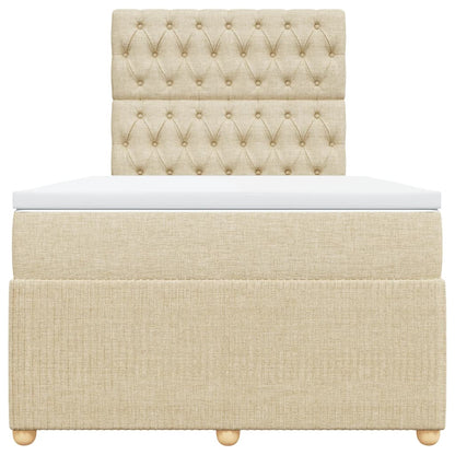 Boxspring met matras stof crèmekleurig 120x190 cm