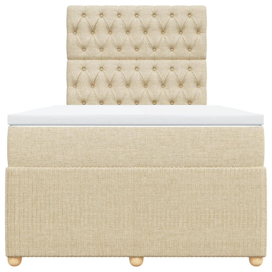 Boxspring met matras stof crèmekleurig 120x190 cm