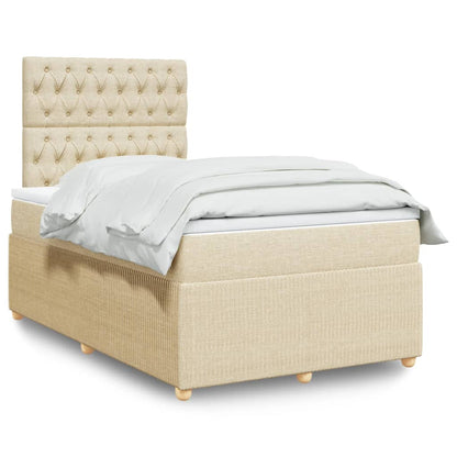 Boxspring met matras stof crèmekleurig 120x190 cm