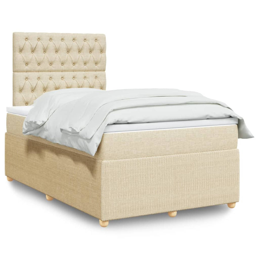 Boxspring met matras stof crèmekleurig 120x190 cm
