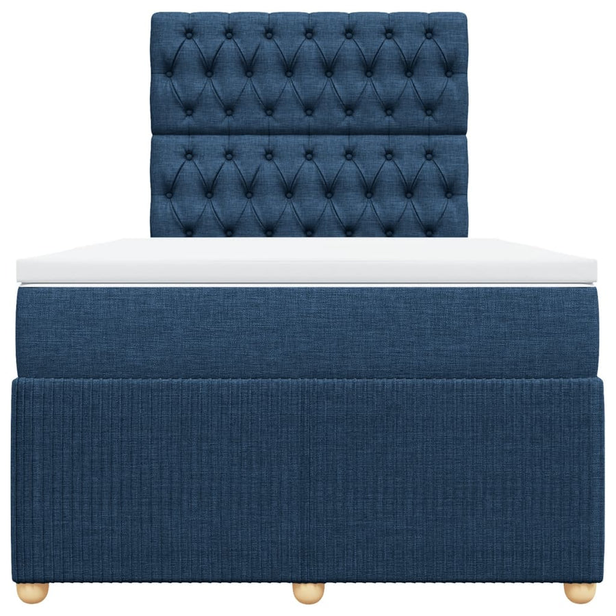 Boxspring met matras stof blauw 120x190 cm