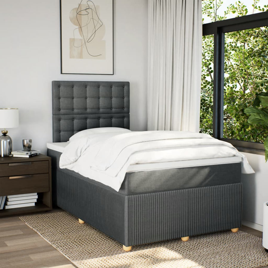 Boxspring met matras stof donkergrijs 120x190 cm