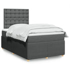 Box spring bed with dark gray fabric mattress 120x190 cm