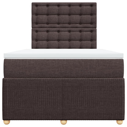 Boxspring met matras stof donkerbruin 120x190 cm