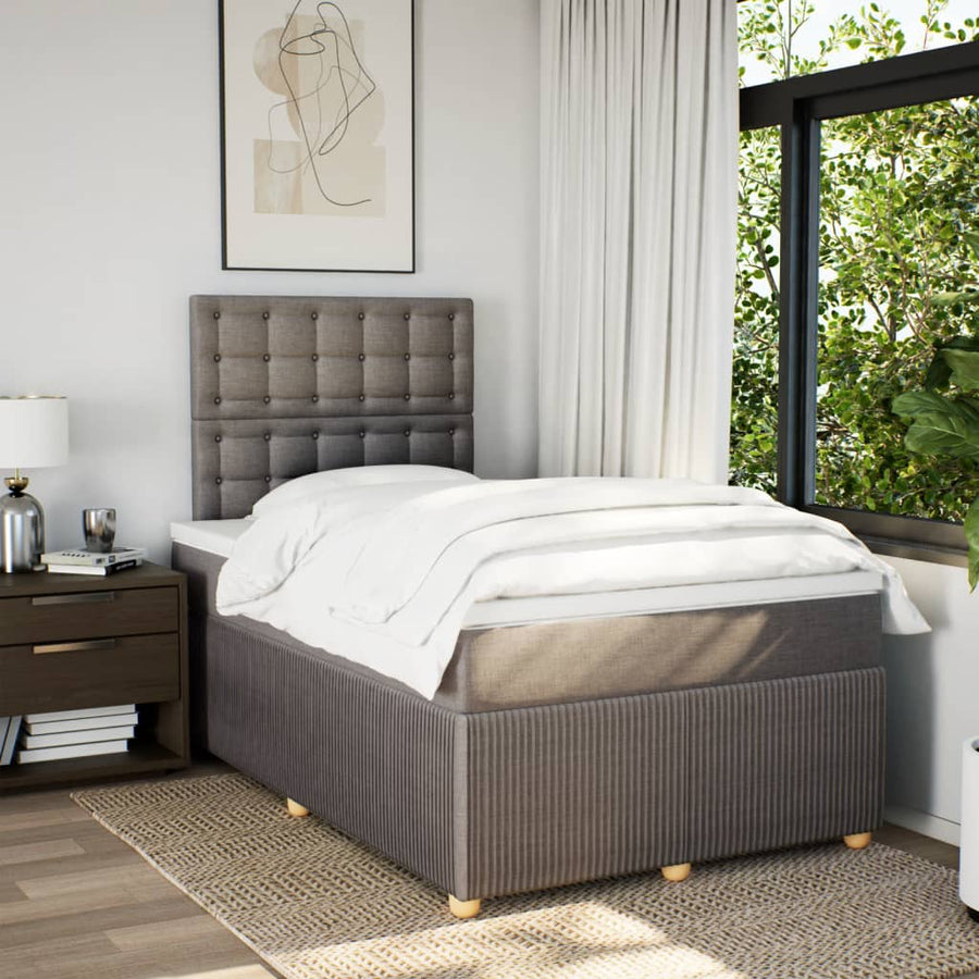 Boxspring met matras stof taupe 120x190 cm