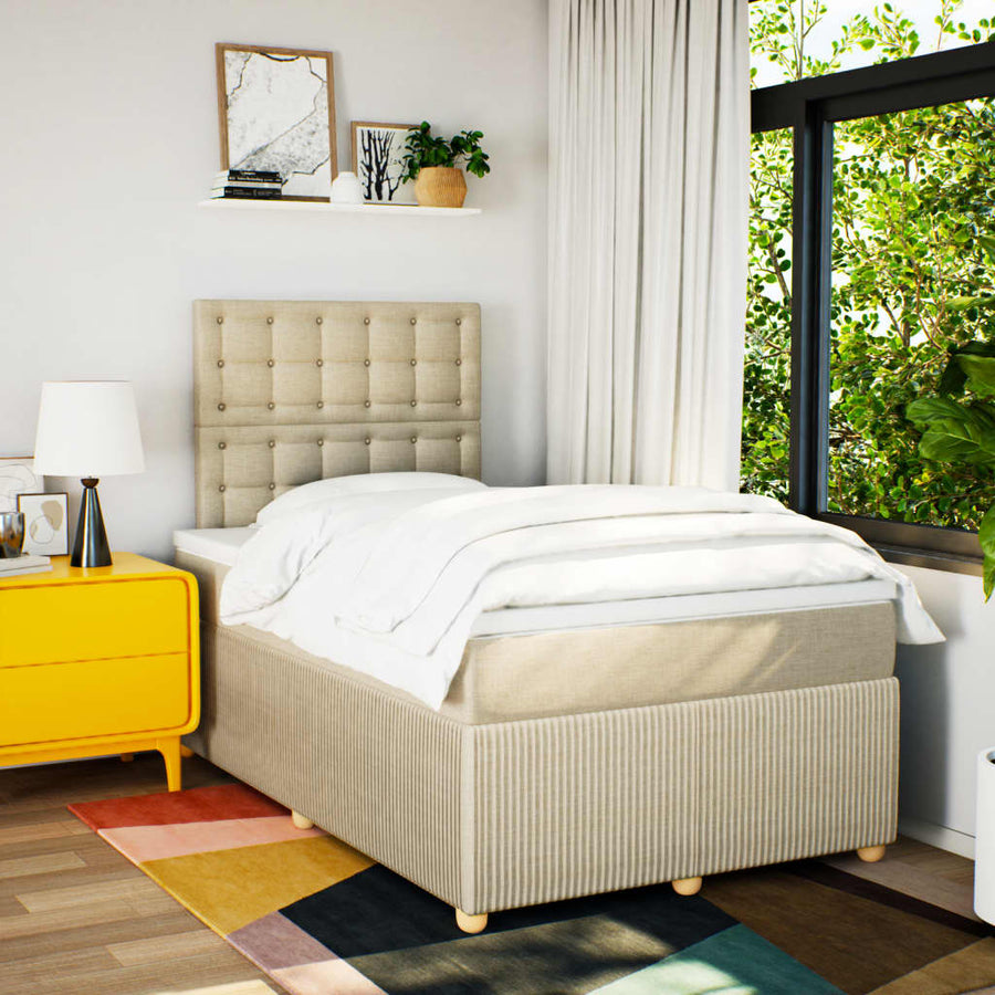 Boxspring met matras stof crèmekleurig 120x190 cm