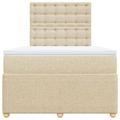 Boxspring met matras stof crèmekleurig 120x190 cm