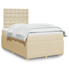 Box spring with fabric mattress cream-colored 120x190 cm
