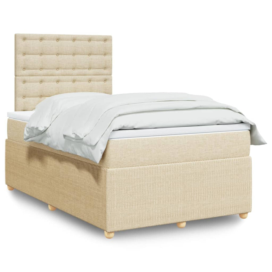 Boxspring met matras stof crèmekleurig 120x190 cm