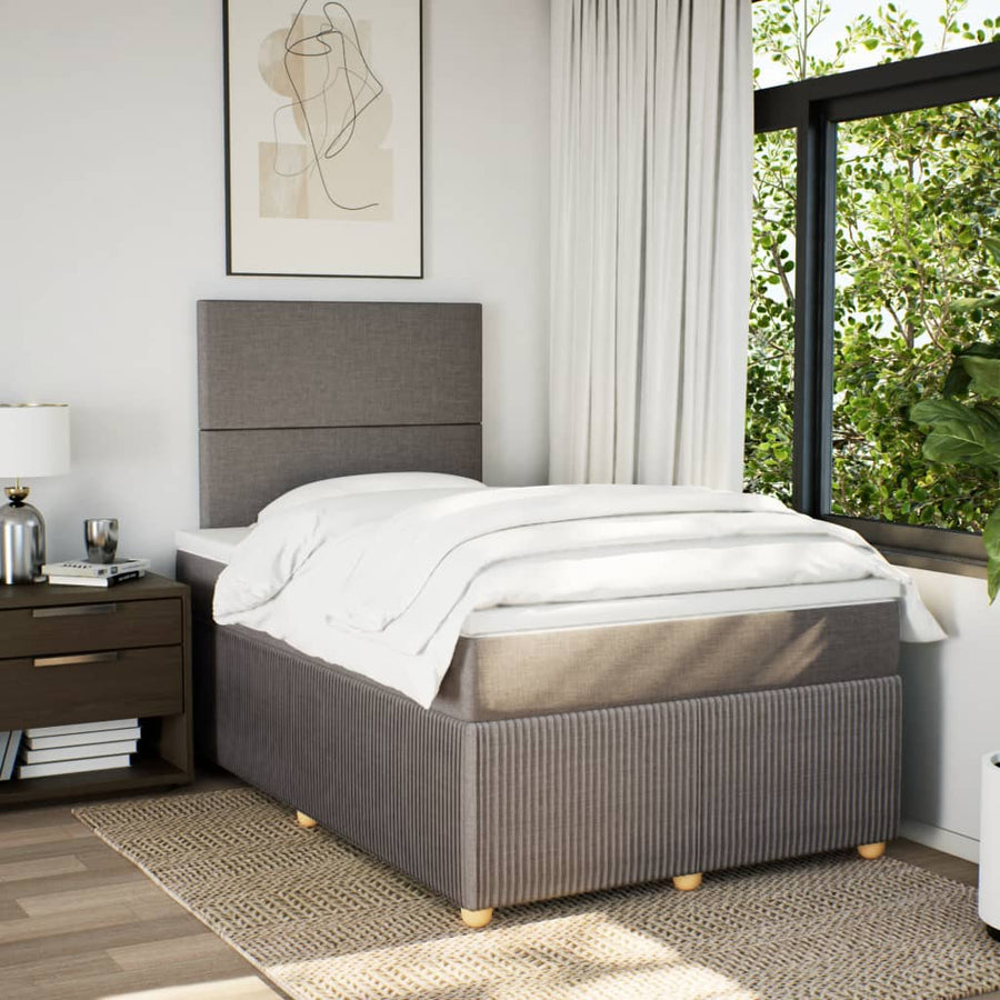 Boxspring met matras stof taupe 120x200 cm