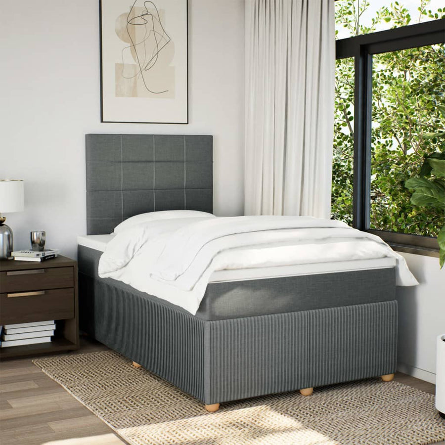 Boxspring met matras stof donkergrijs 120x200 cm