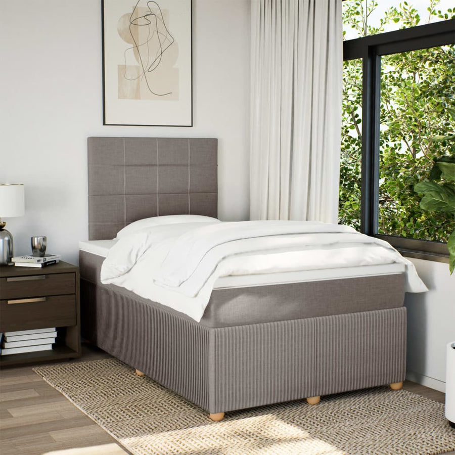 Boxspring met matras stof taupe 120x200 cm