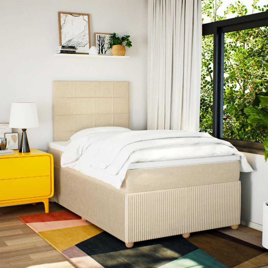 Boxspring met matras stof crèmekleurig 120x200 cm