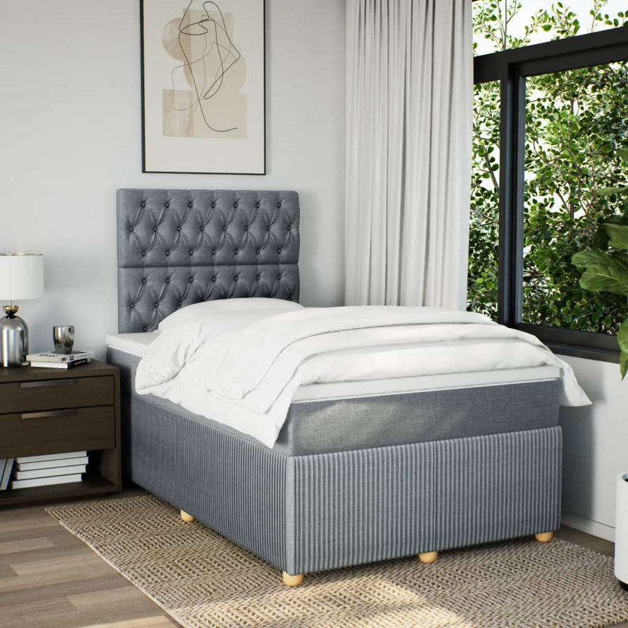 Boxspring met matras stof lichtgrijs 120x200 cm