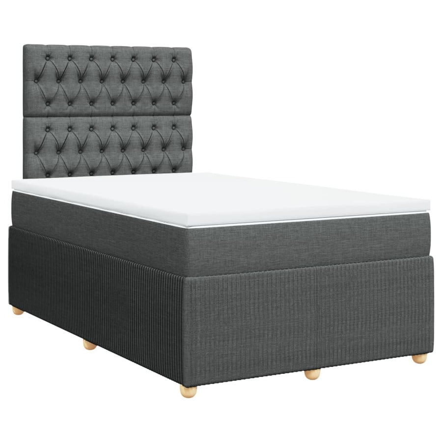 Boxspring met matras stof donkergrijs 120x200 cm