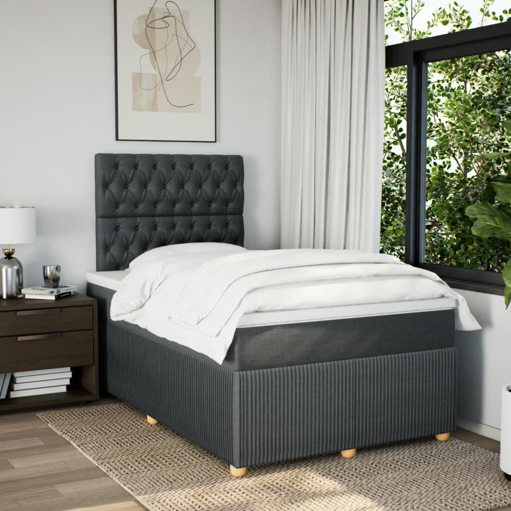 Boxspring met matras stof donkergrijs 120x200 cm