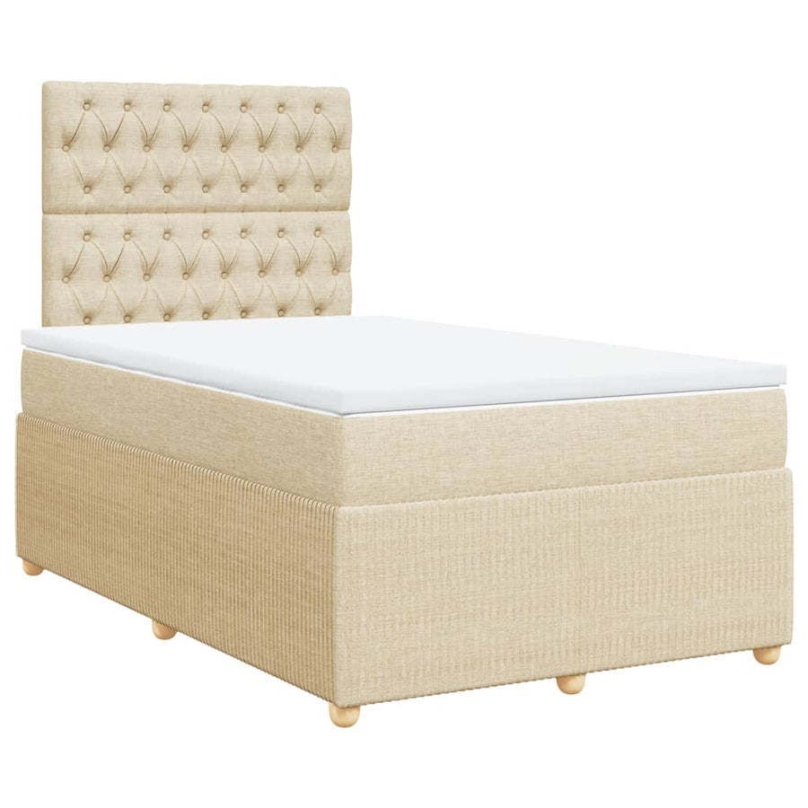 Boxspring met matras stof crèmekleurig 120x200 cm