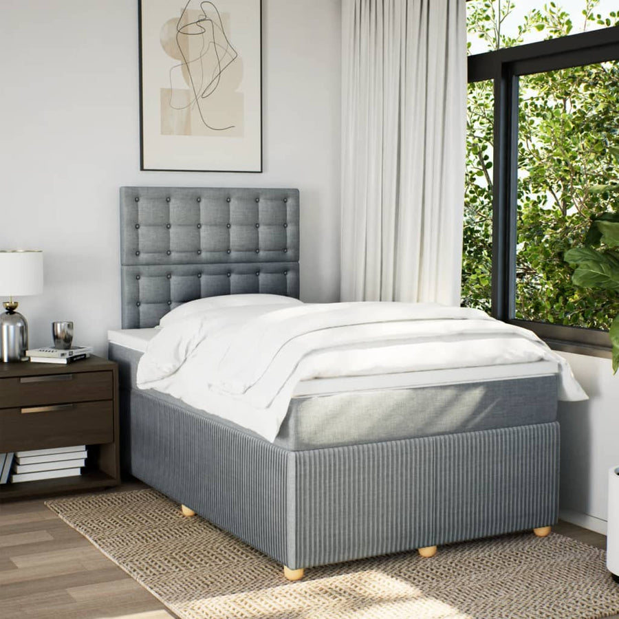 Boxspring met matras stof lichtgrijs 120x200 cm