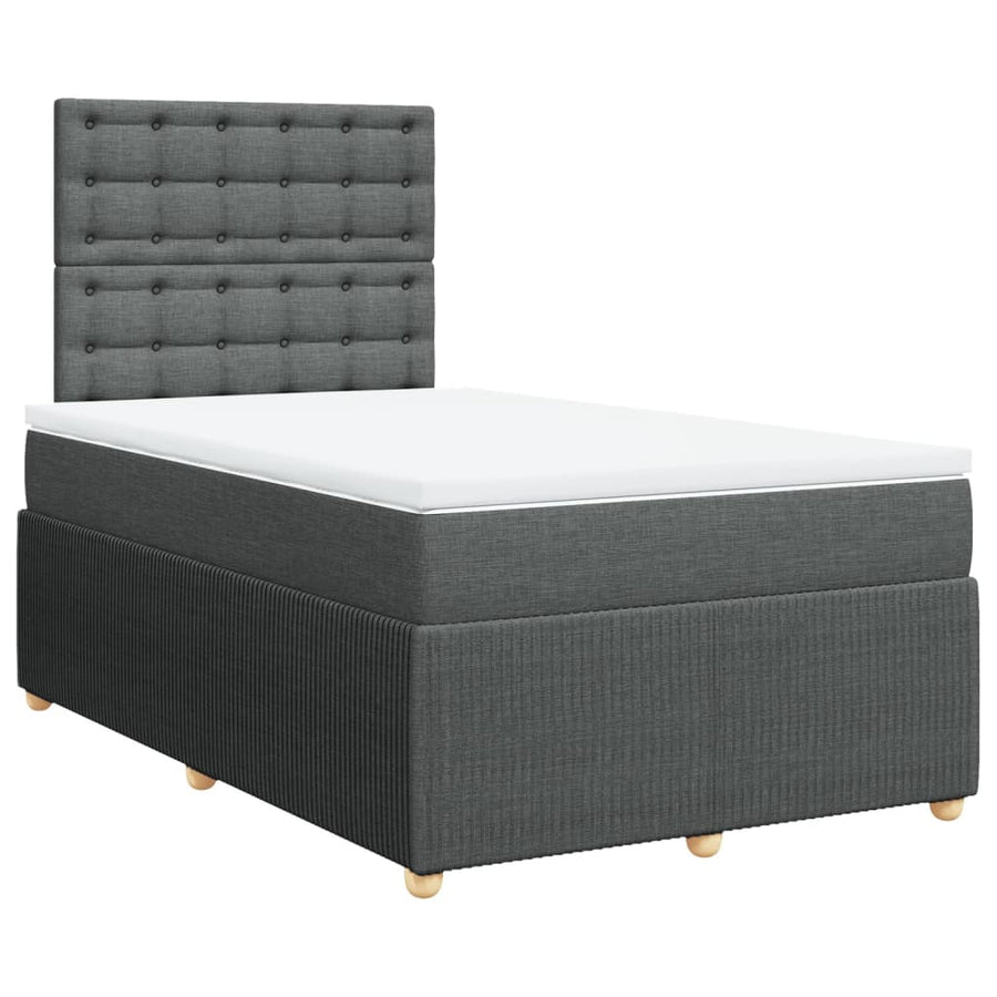 Boxspring met matras stof donkergrijs 120x200 cm