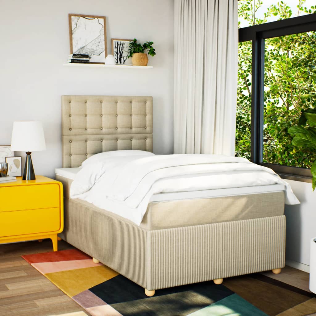 Boxspring met matras stof crèmekleurig 120x200 cm