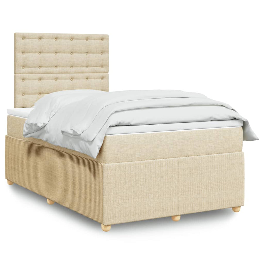 Boxspring met matras stof crèmekleurig 120x200 cm