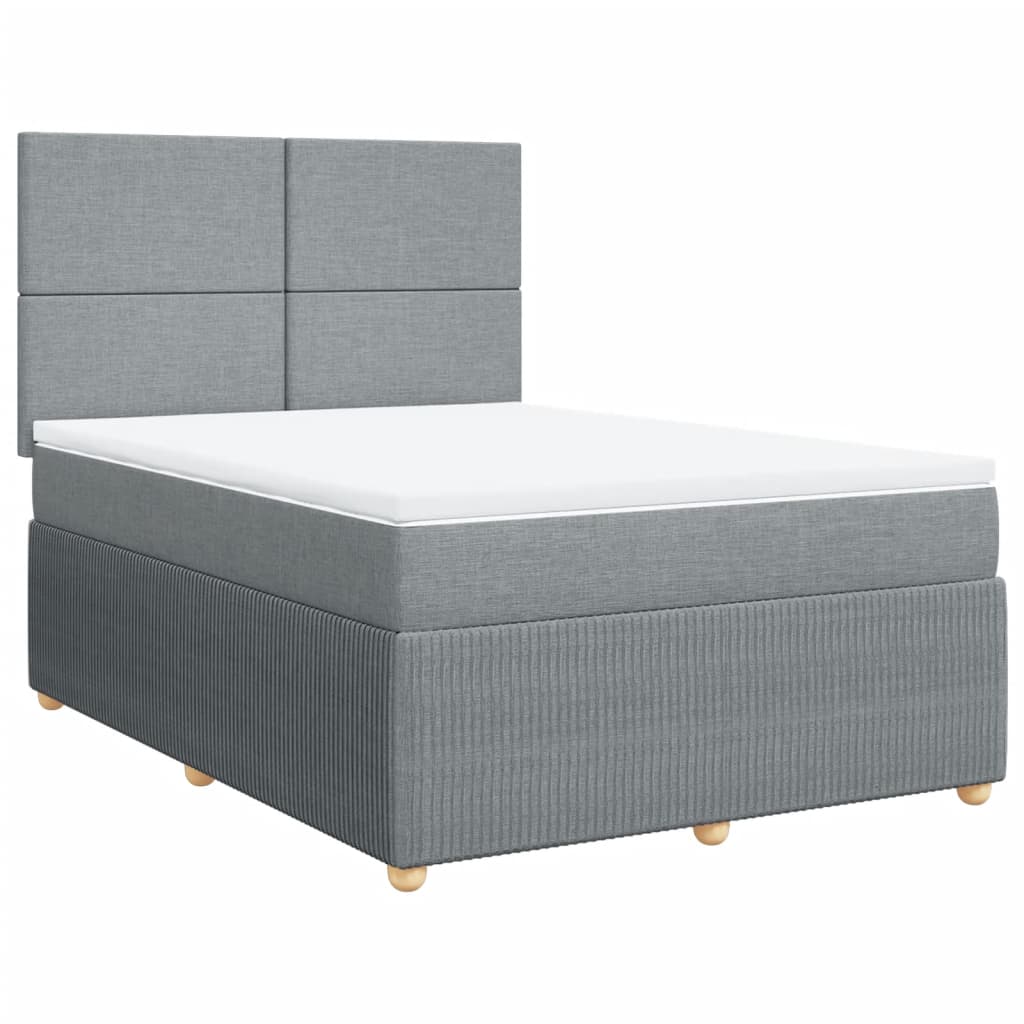 Boxspring met matras stof lichtgrijs 140x190 cm