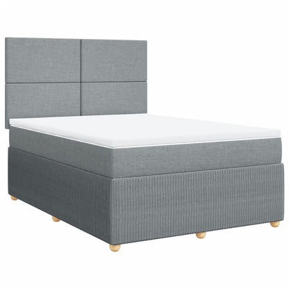 Boxspring met matras stof lichtgrijs 140x190 cm