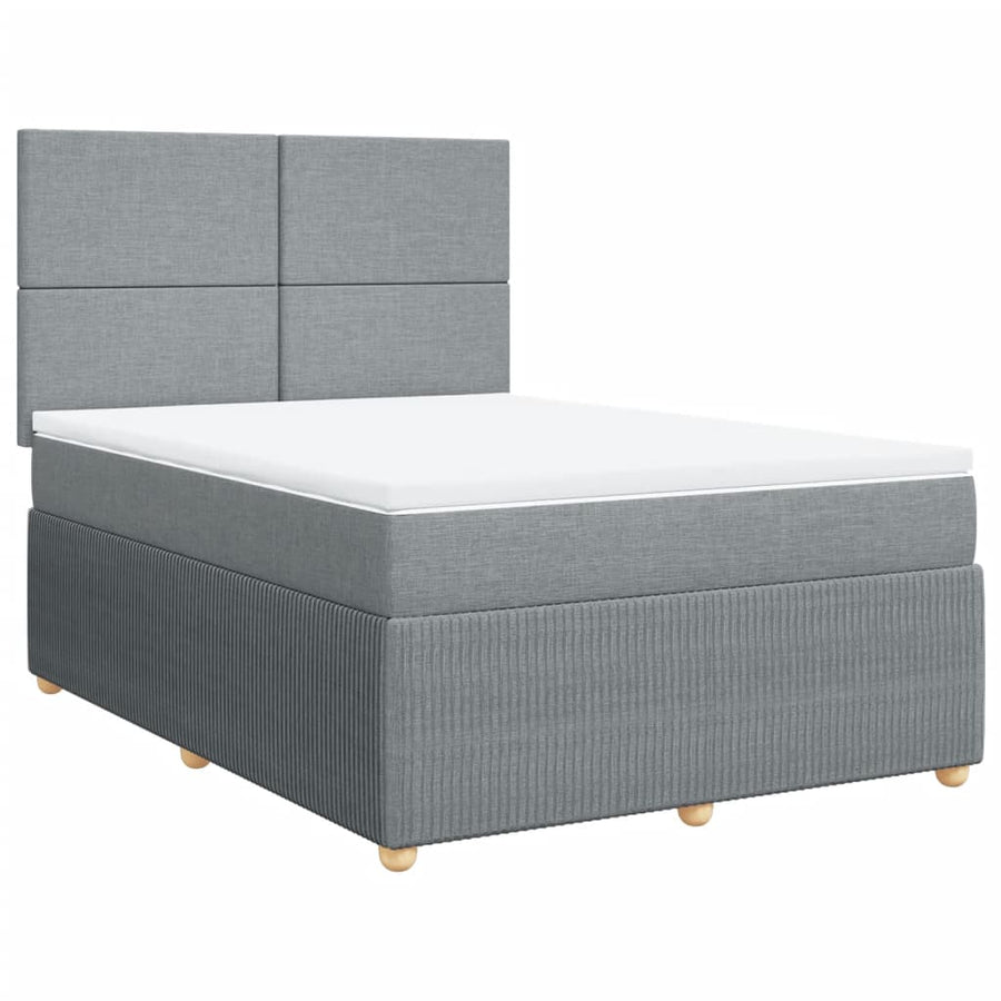 Boxspring met matras stof lichtgrijs 140x190 cm