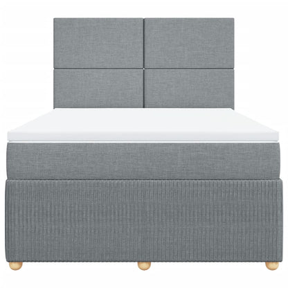 Boxspring met matras stof lichtgrijs 140x190 cm