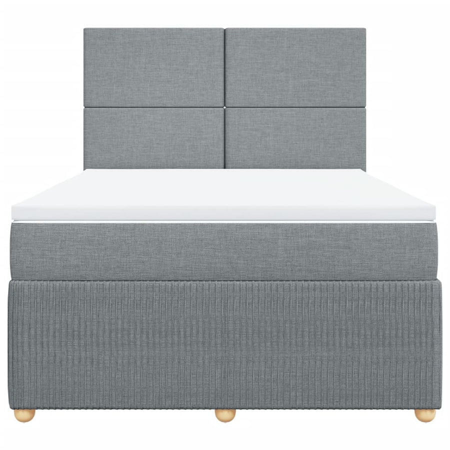 Boxspring met matras stof lichtgrijs 140x190 cm