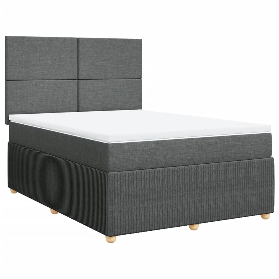 Boxspring met matras stof donkergrijs 140x190 cm