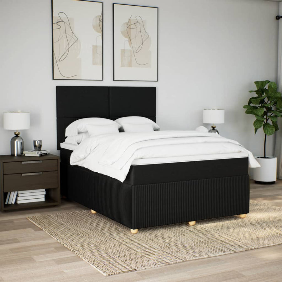 Boxspring met matras stof zwart 140x190 cm