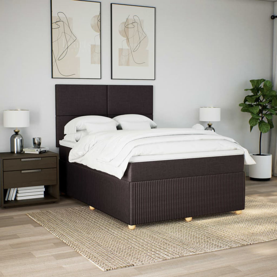 Boxspring met matras stof donkerbruin 140x190 cm