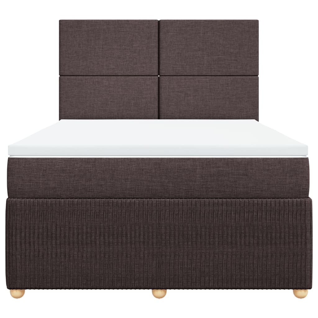 Boxspring met matras stof donkerbruin 140x190 cm