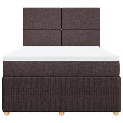 Boxspring met matras stof donkerbruin 140x190 cm