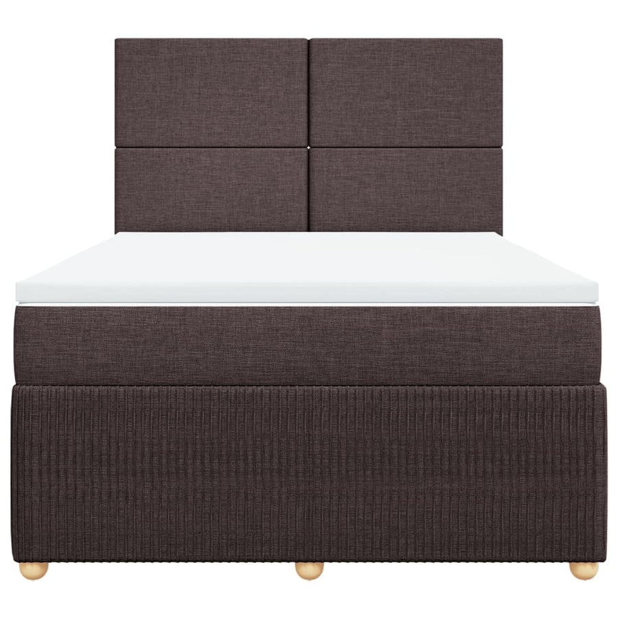 Boxspring met matras stof donkerbruin 140x190 cm
