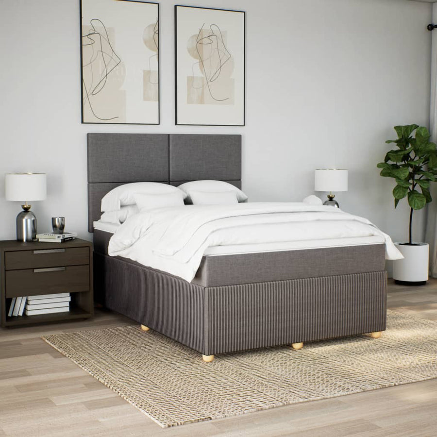 Boxspring met matras stof taupe 140x190 cm