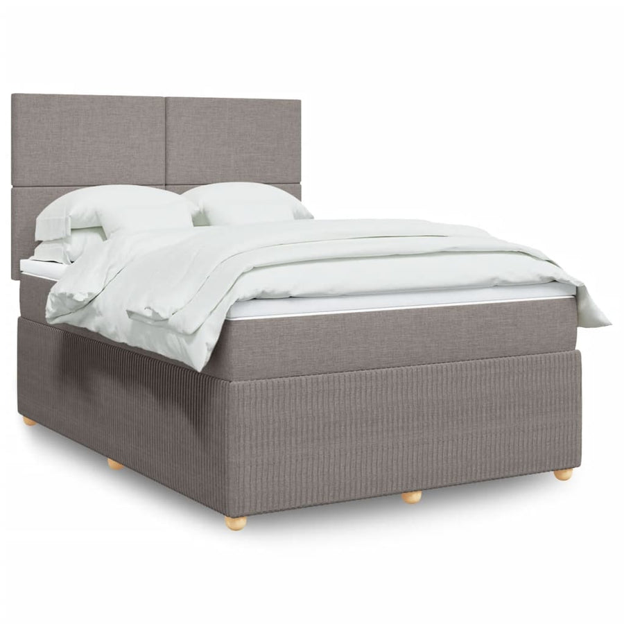 Boxspring met matras stof taupe 140x190 cm