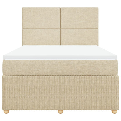 Boxspring met matras stof crèmekleurig 140x190 cm