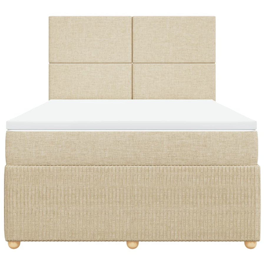 Boxspring met matras stof crèmekleurig 140x190 cm